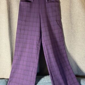 Unique Vintage Women's Purple Plaid Wide Leg Pants